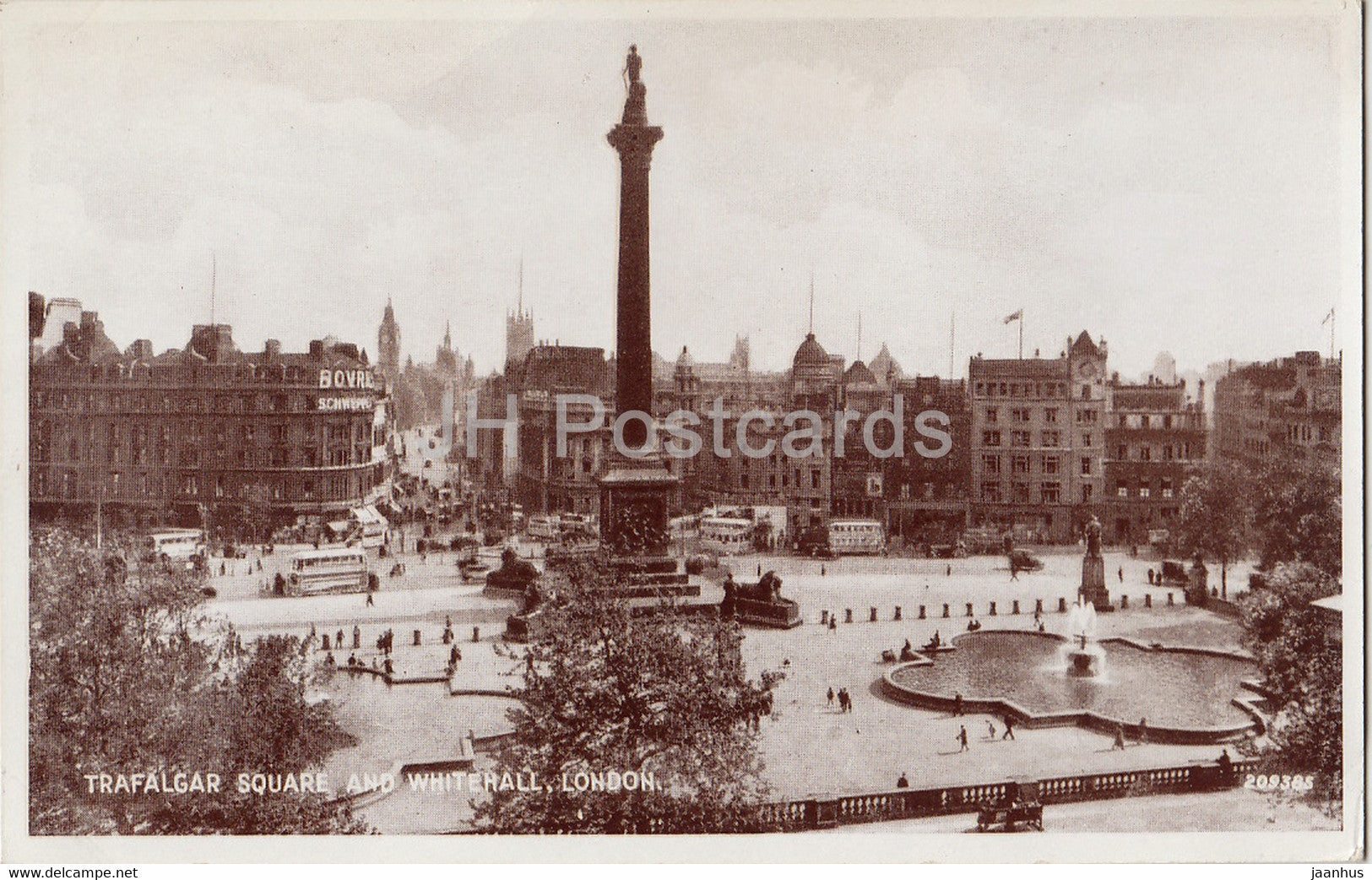 London - Trafalgar Square and Whitehall - Valentine - 209385 - old postcard - England - United Kingdom - unused - JH Postcards