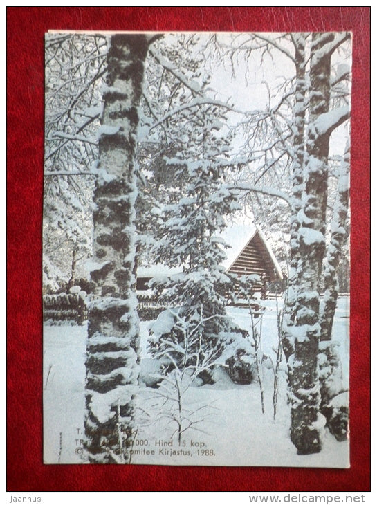 New Year Greeting card - farm - winter - 1988 - Estonia USSR - used - JH Postcards