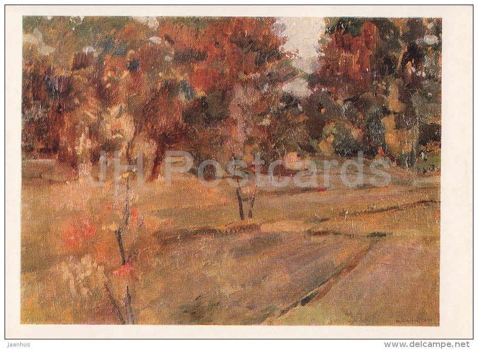 painting by A. Kiselyev - Autumn crimson , 1970 - Russian art - 1976 - Russia USSR - unused - JH Postcards