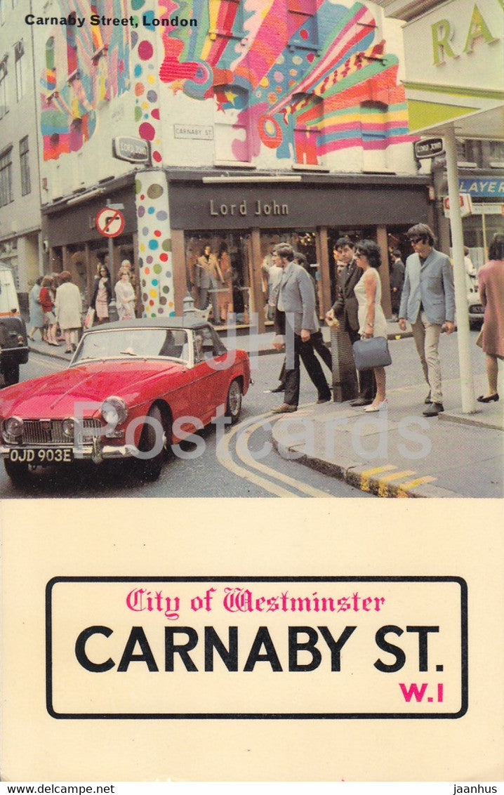 London - Carnaby Street - car - 1968 - England - United Kingdom - used - JH Postcards