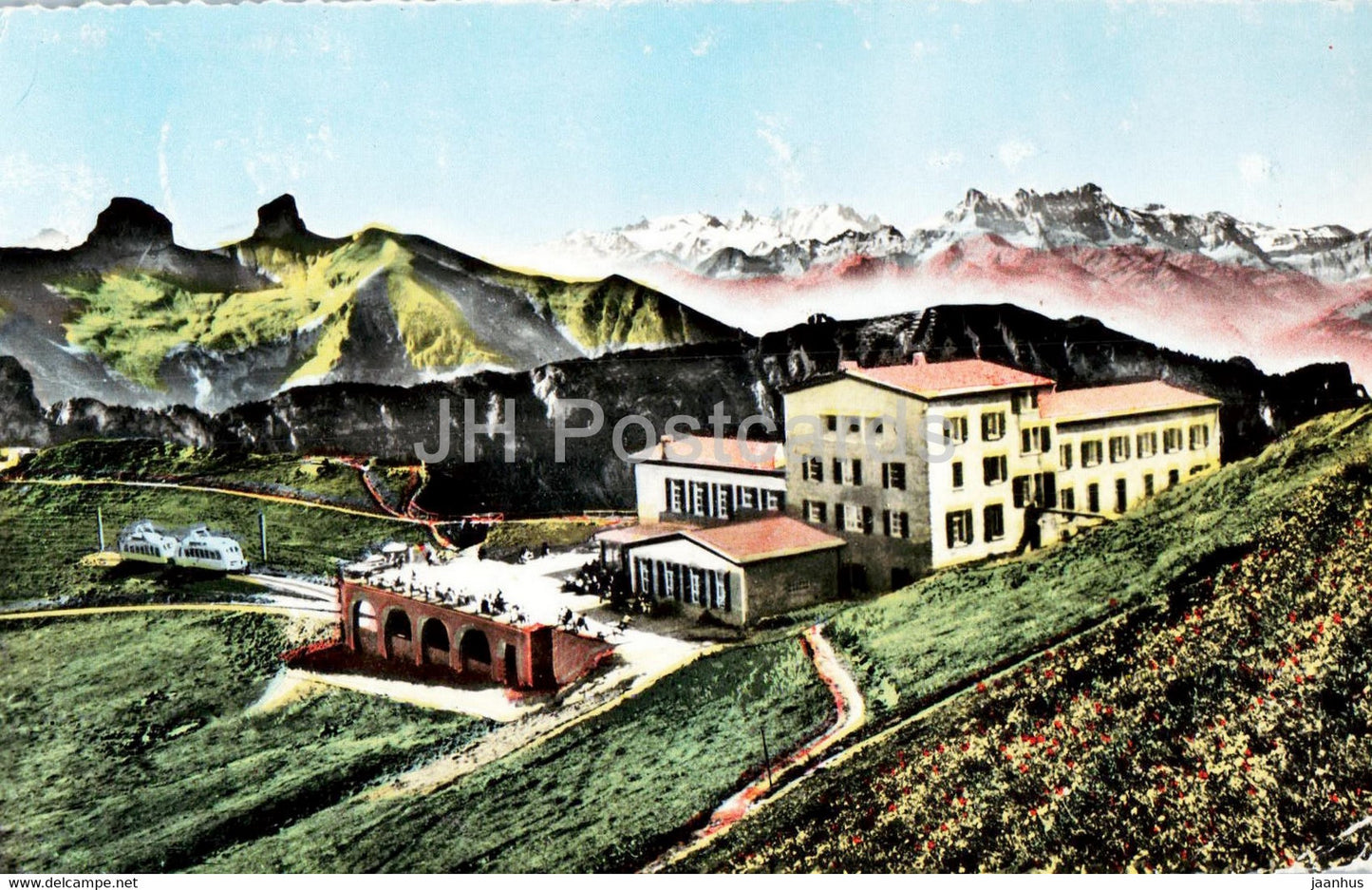 Grand Hotel des Rochers de Naye 2045 m - 1665 - old postcard - 1952 - Switzerland - used - JH Postcards