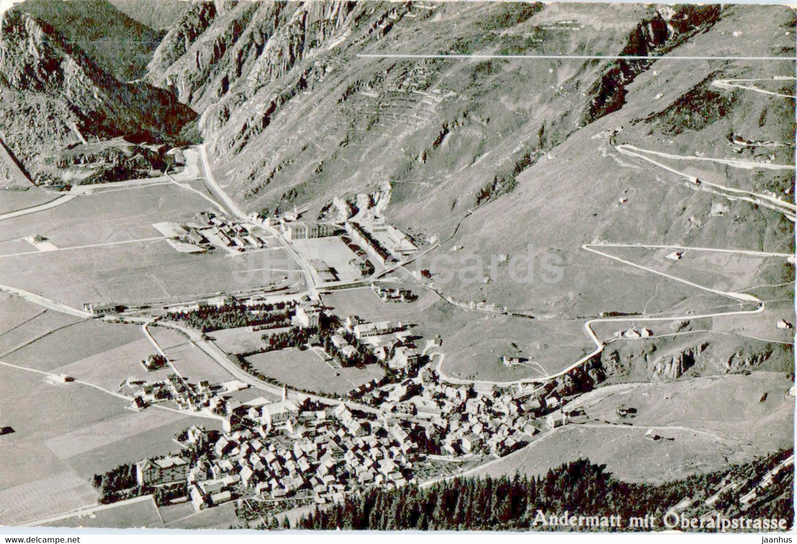 Andermatt mit Oberalpstrasse - 1956 - old postcard - Switzerland - used - JH Postcards