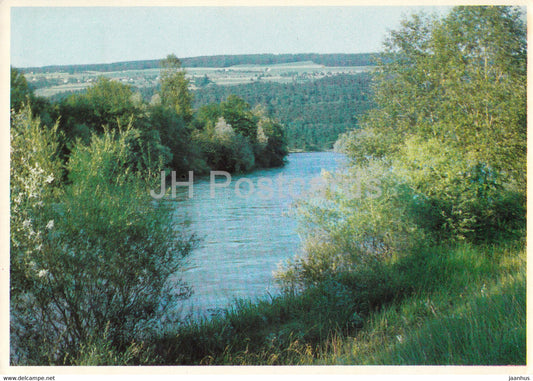 Reuss bei Fischbach Goslikon mit Blick gegen den Heitersberg - 1974 - Switzerland - used - JH Postcards