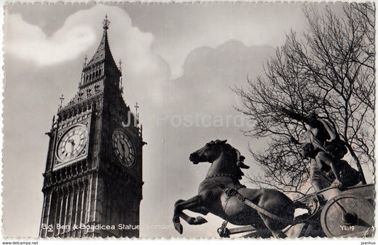 London - Big Ben & Boadicea Statue - YL.19 - 1960 - United Kingdom - England - used - JH Postcards