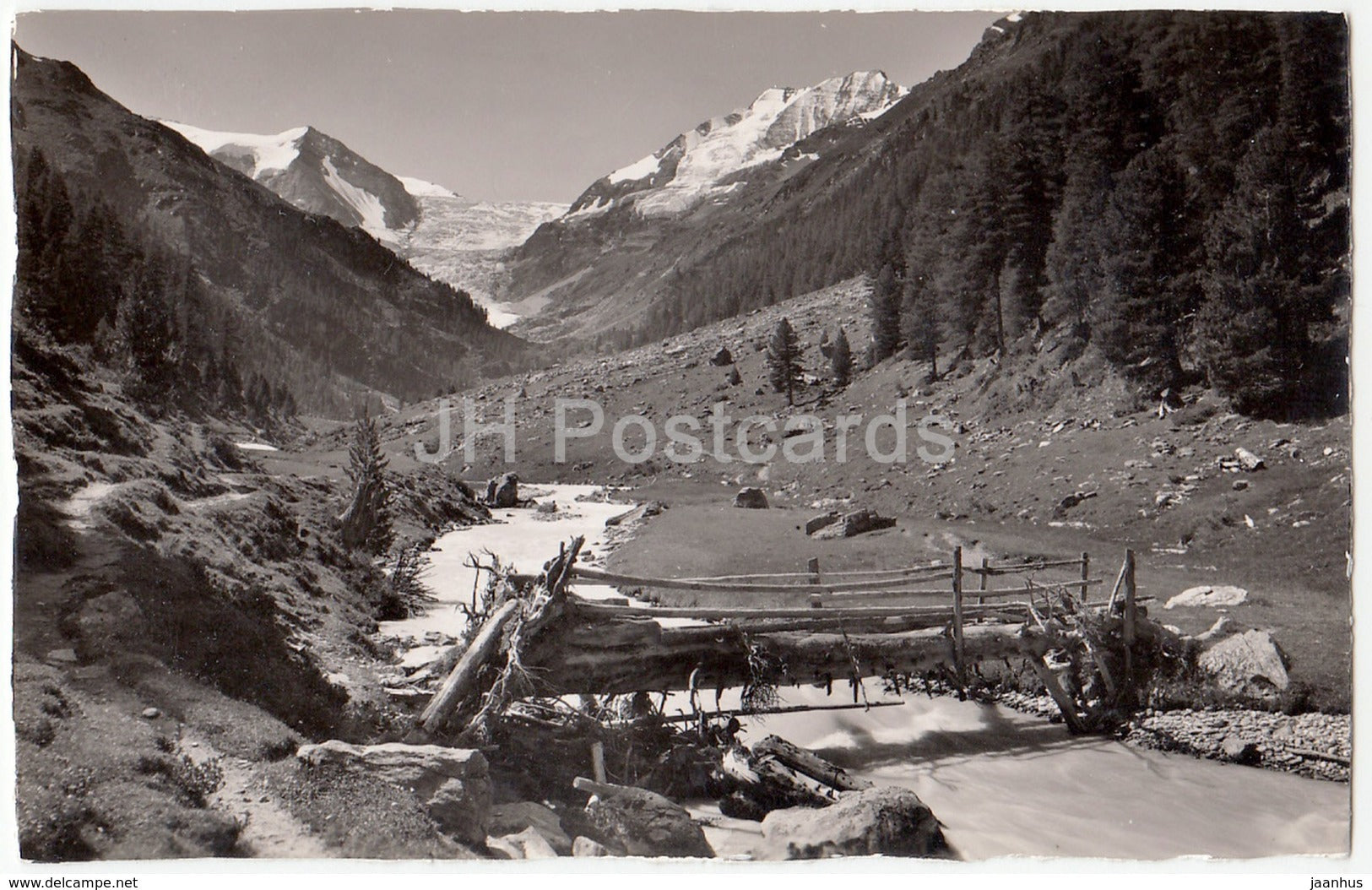 Landschaft bei Gruben im Turtmanntal - Stierhorn - Turtmanngletscher - Diablons - 9441 - Switzerland - 1958 - used - JH Postcards