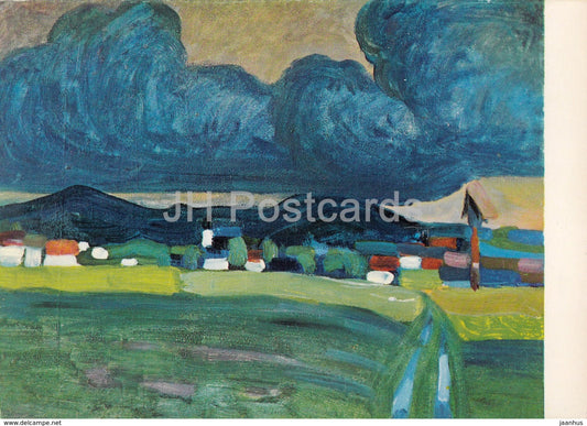 painting by Wassily Kandinsky - Landscape near Murnau - Russian art - Germany - unused - JH Postcards