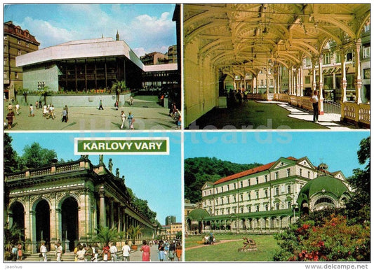 Karlovy Vary - Karlsbad - Spa - Gagarin colonnade - Market colonnade - Sadova - Czechoslovakia - Czech - used 1987 - JH Postcards