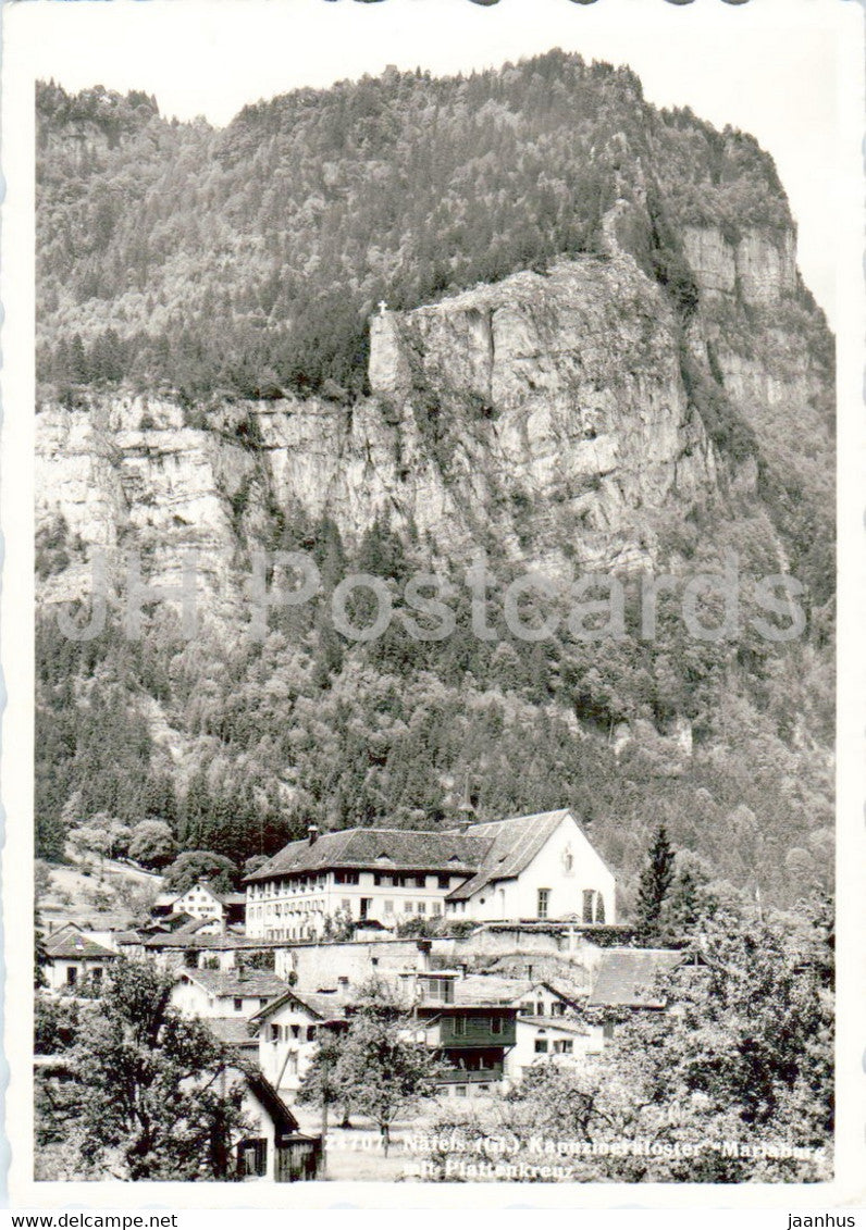 Nafels - Kapuzinerkloster Mariaburg mit Plattenkreutz - 24707 - old postcard - Switzerland - unused - JH Postcards