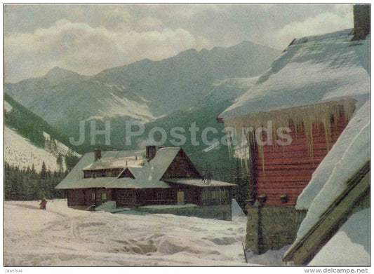 Jeseniky - New Year greeting card - mountain view - winter - Czechoslovakia - Czech - used 1967 - JH Postcards