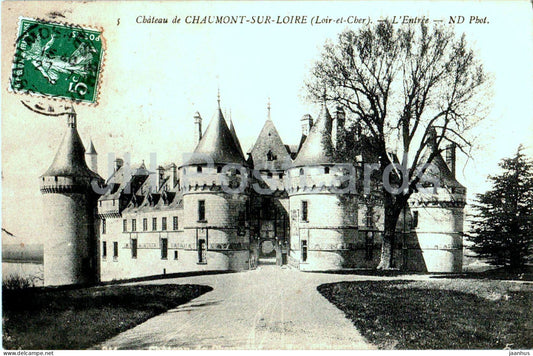 Chateau de Chaumont Sur Loire - L'Entree - castle - 5 - old postcard - France - used - JH Postcards