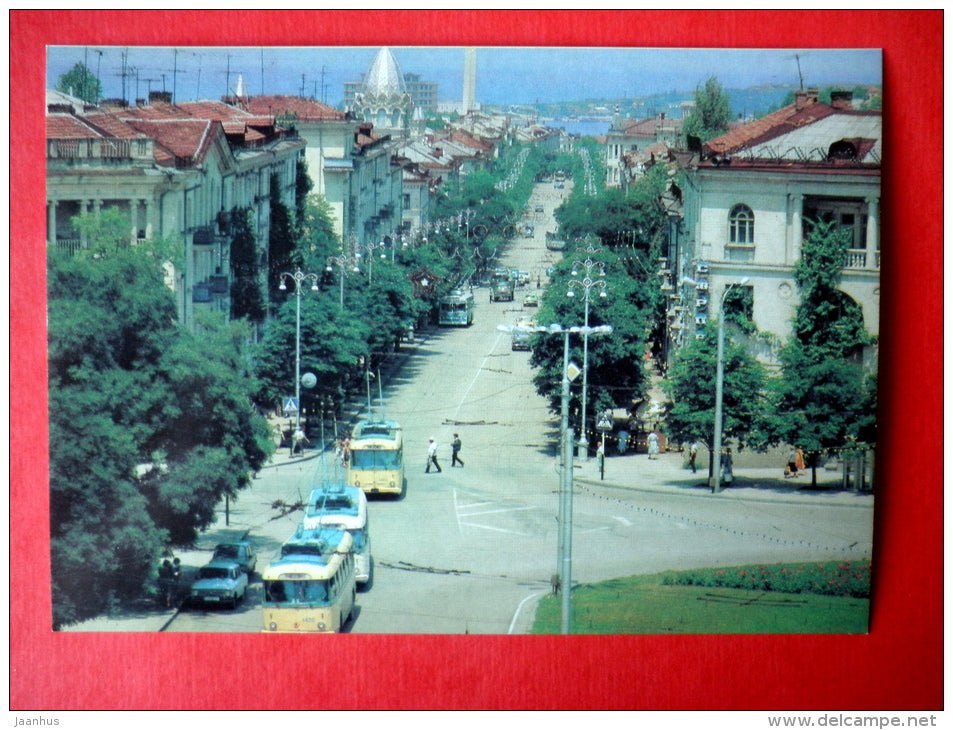 Bolshaya Morskaya street - trolleybus - Sevastopol - 1990 - USSR Ukraine - unused - JH Postcards