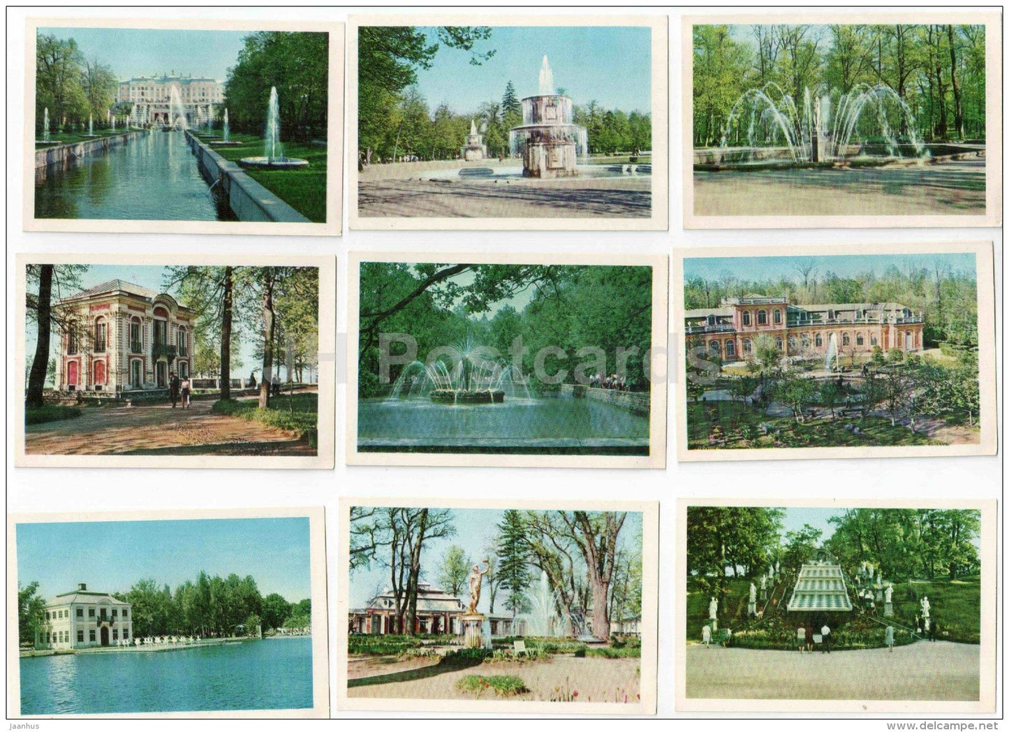 set of 17 mini format cards - Petrodvorets - 1971 - Russia USSR - unused - JH Postcards