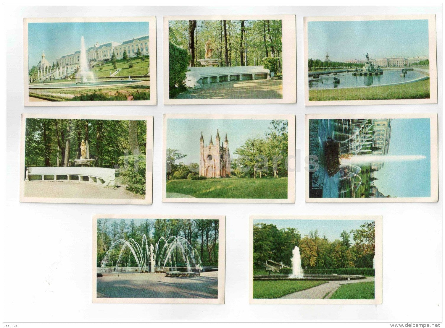 set of 17 mini format cards - Petrodvorets - 1971 - Russia USSR - unused - JH Postcards