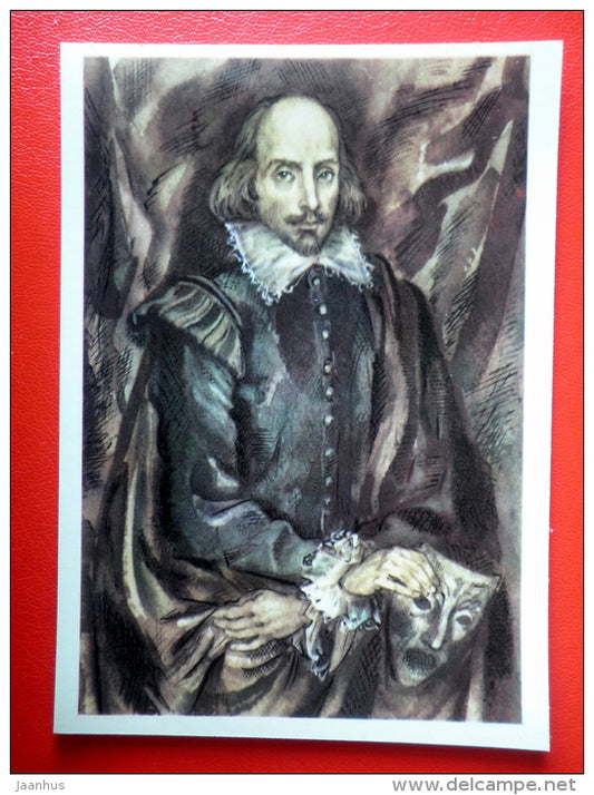 illustration by Y. Ivanov - William Shakespeare - World dramatists - 1981 - Russia USSR - unused - JH Postcards