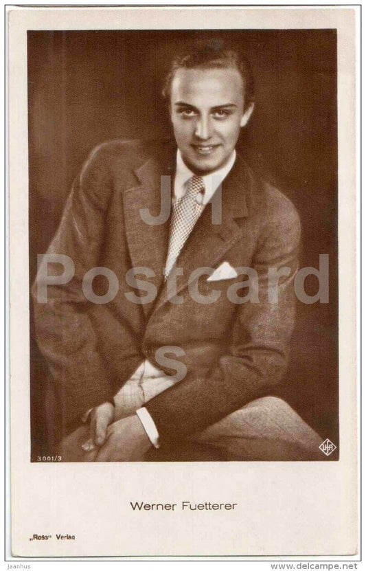 Werner Fuetterer - movie actor - Ross verlag - 3001/3 - circulated in Estonia 1929 - JH Postcards