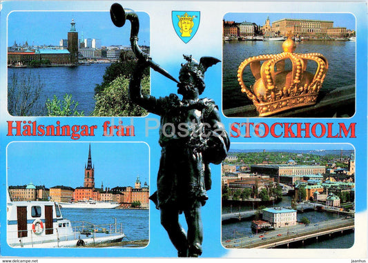 Stockholm - Halsningar fran Stockholm - Sweden - used - JH Postcards