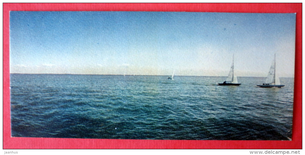 Give way , Billows! - sailing boats - - Neringa - mini format card - 1970 - USSR Lithuania - unused - JH Postcards