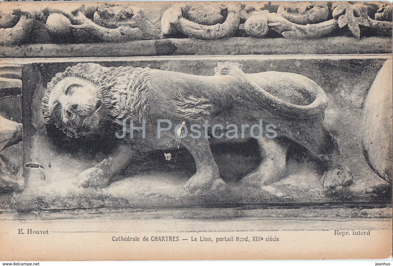 Cathedrale de Chartres - Le Lion portail Nord - 762 - cathedral - old postcard - France - unused