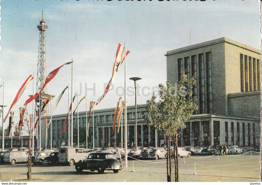 Berlin - Funkturm und Ausstellungsgelande - radio tower - car - 1959 - Germany - used - JH Postcards