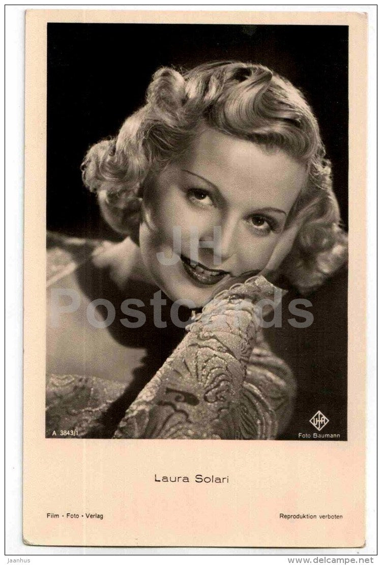 Laura Solari - movie actress - film - 3843/1 - old postcard - Germany - unused - JH Postcards