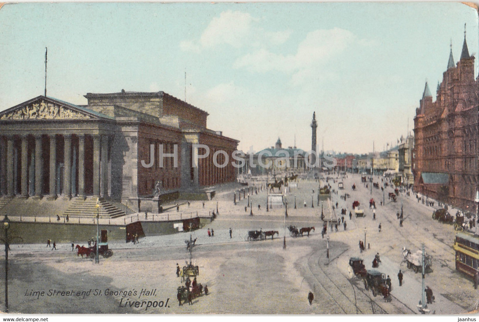 Liverpool - Lime street and St George's Hall - old postcard - England - United Kingdom - unused - JH Postcards