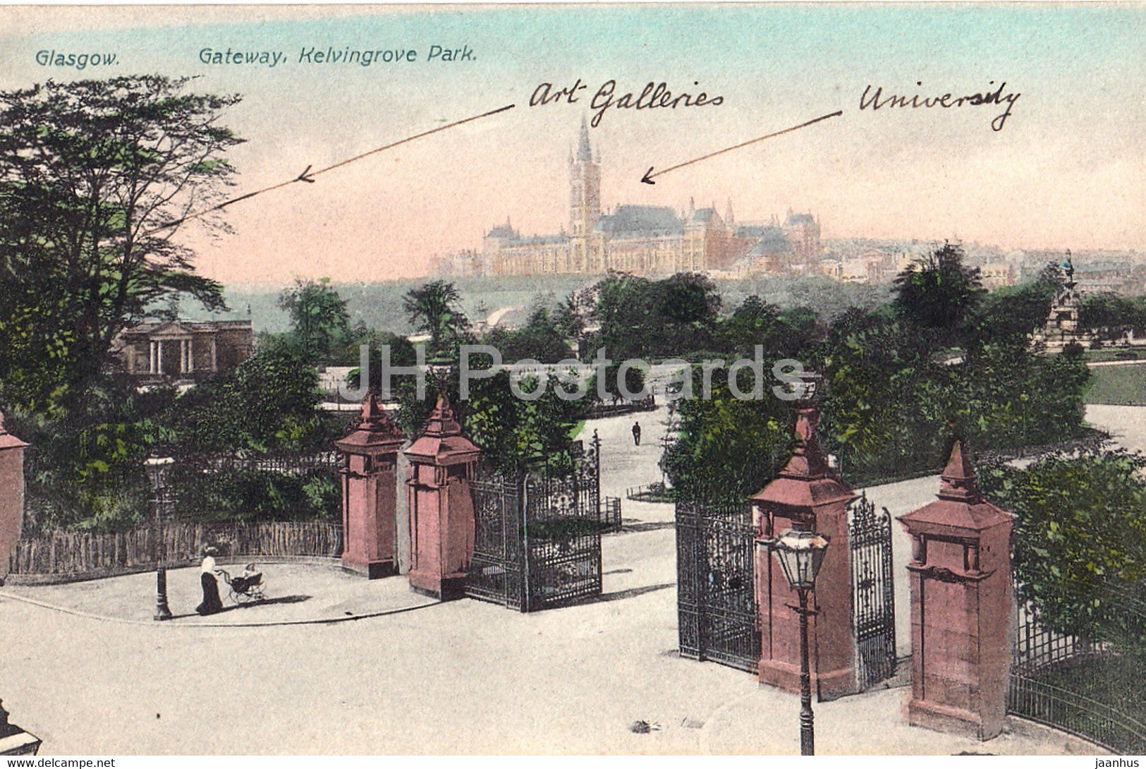 Glasgow - Gateway - Kelvingrove Park - old postcard - Scotland - United Kingdom - used - JH Postcards