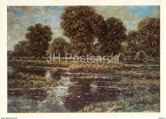 painting by Vilhelms Purvitis - Summer Day by Lake - Latvian art - Latvia USSR - unused - JH Postcards