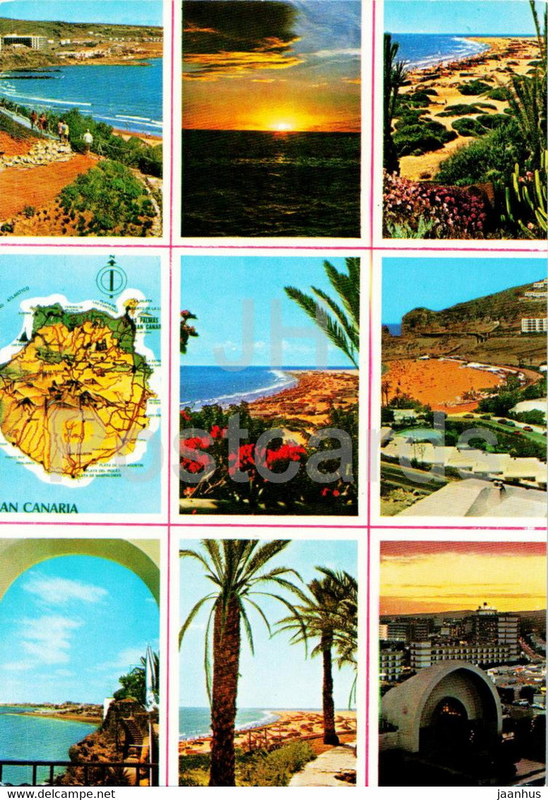 Vistas varias de Gran Canaria - map - multiview - Spain - unused - JH Postcards