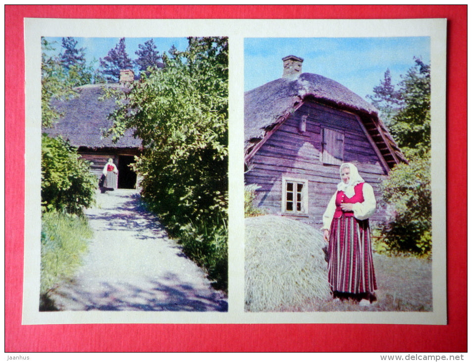 Dwelling House from Zemgale - latvian national costume - The Ethnographic Open-Air Museum - Latvia USSR - unused - JH Postcards