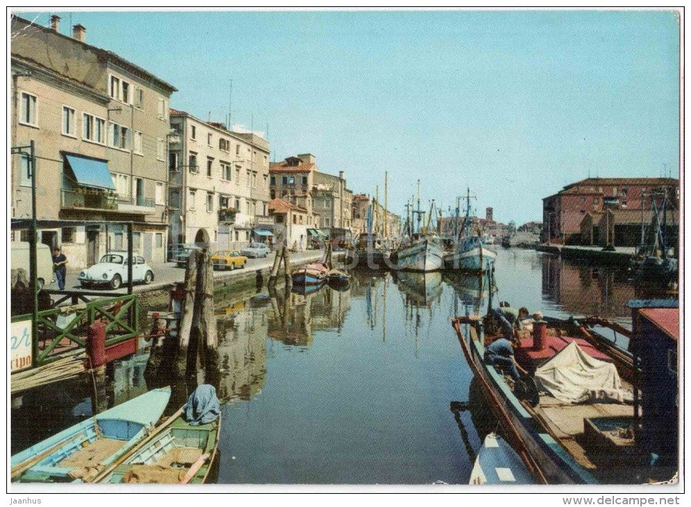 Canal San Domenico - canal - boat  Chioggia - Venezia - Veneto - 0044 - Italia - Italy - sent from Italy to Germany 1982 - JH Postcards