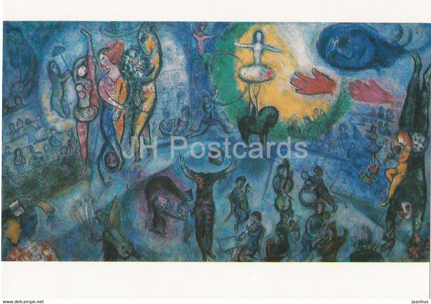 painting by Marc Chagall - Der Grosse Zirkus - circus - Russian art - Germany DDR - unused - JH Postcards