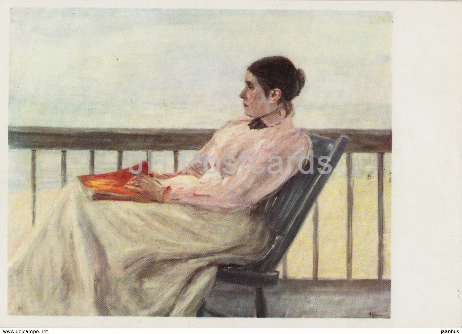 painting by Max Liebermann - Die Gattin des Kunstlers - The artist's wife - 1699 - German art - Germany DDR - unused - JH Postcards