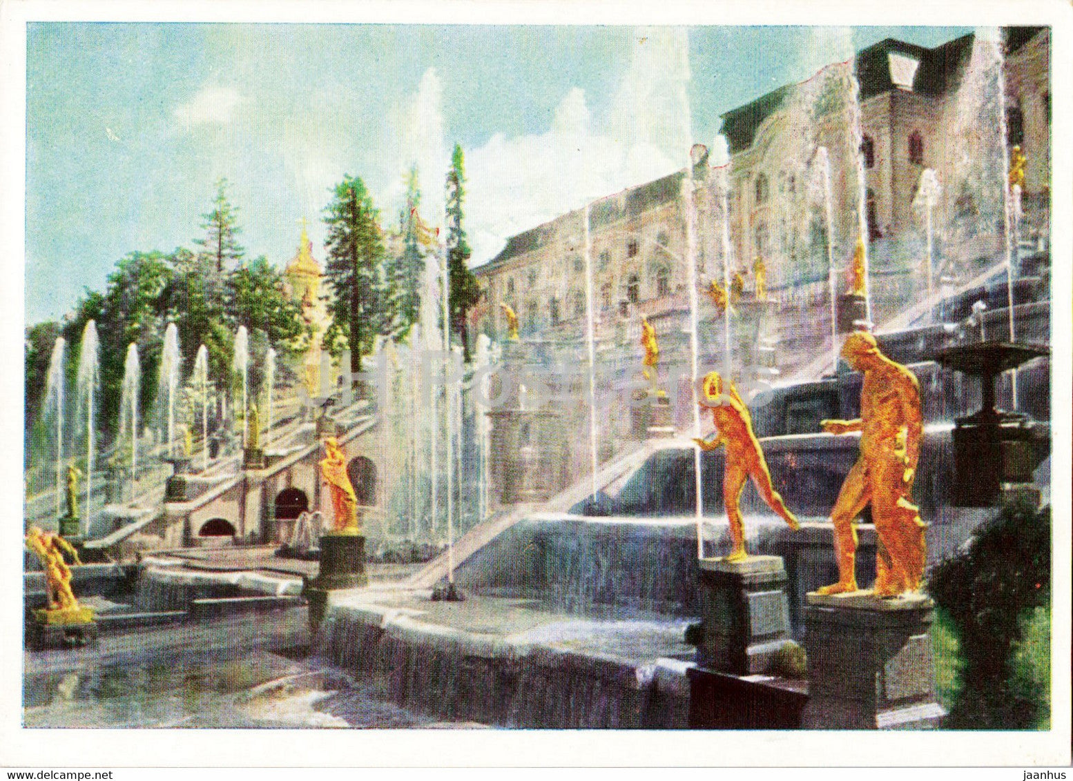 Petrodvorets - Great Palace and the Great Cascade - 1962 - Russia USSR - unused - JH Postcards