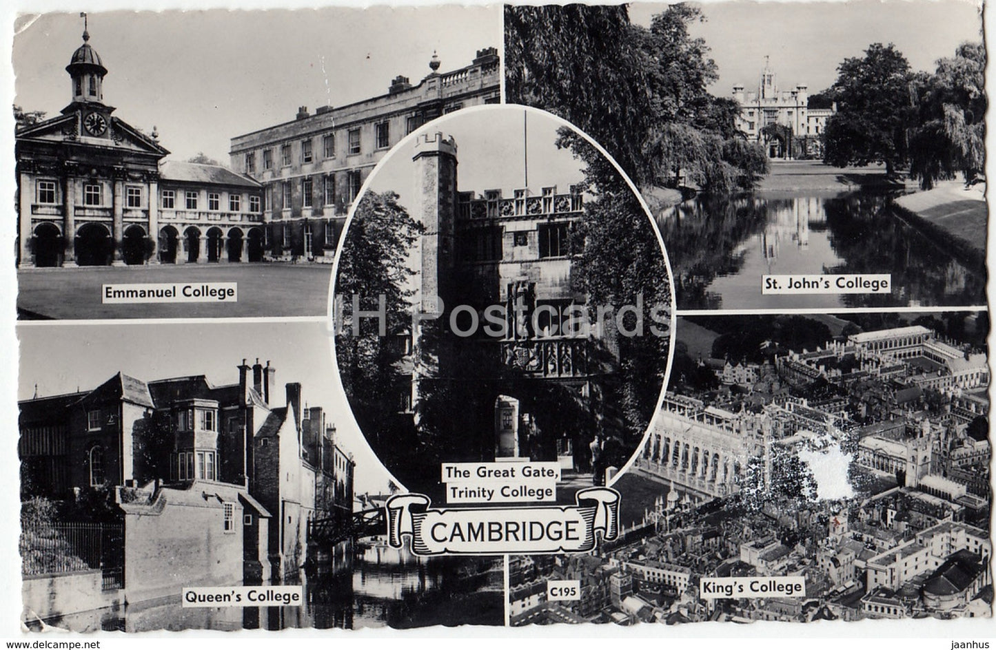 Cambridge - King's College - Emmanuel College - Queen's College - multiview - 1962 - United Kingdom - England - used - JH Postcards