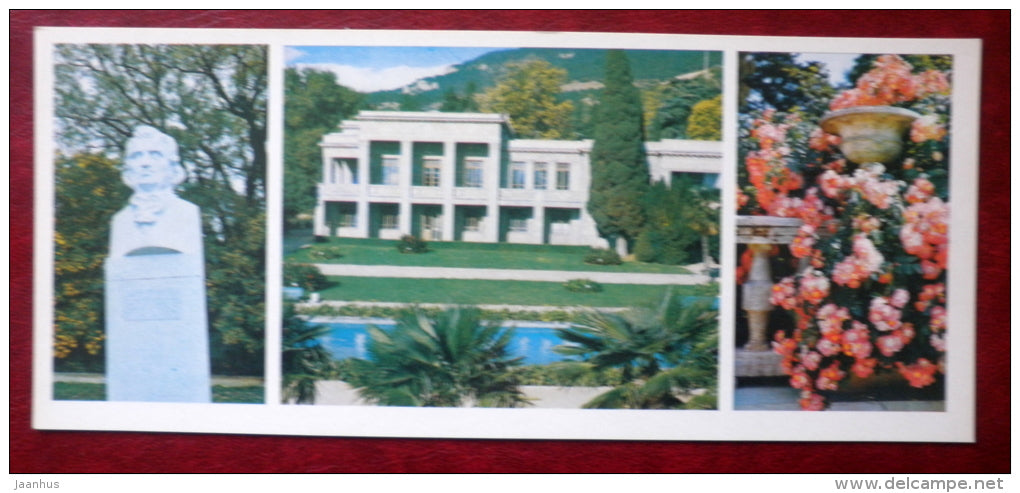 monument to russian botanist Christian Steven - rose - Nikitsky Botanical Garden - 1982 - Ukraine USSR - unused - JH Postcards