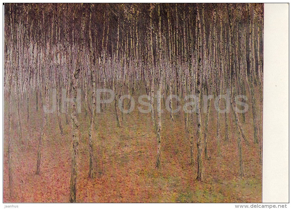 painting by Antonin Slavicek - Birch Mood , 1897 - Czech art - 1967 - Russia USSR - unused - JH Postcards