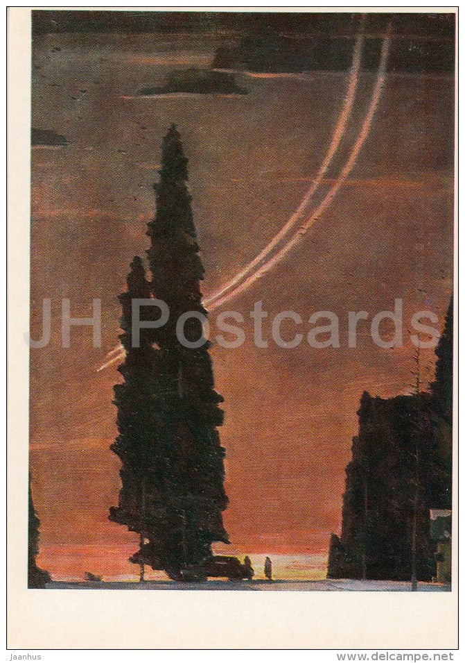 painting by G. Nissky - Winter Evening , 1960 - Russian art - 1986 - Russia USSR - unused - JH Postcards