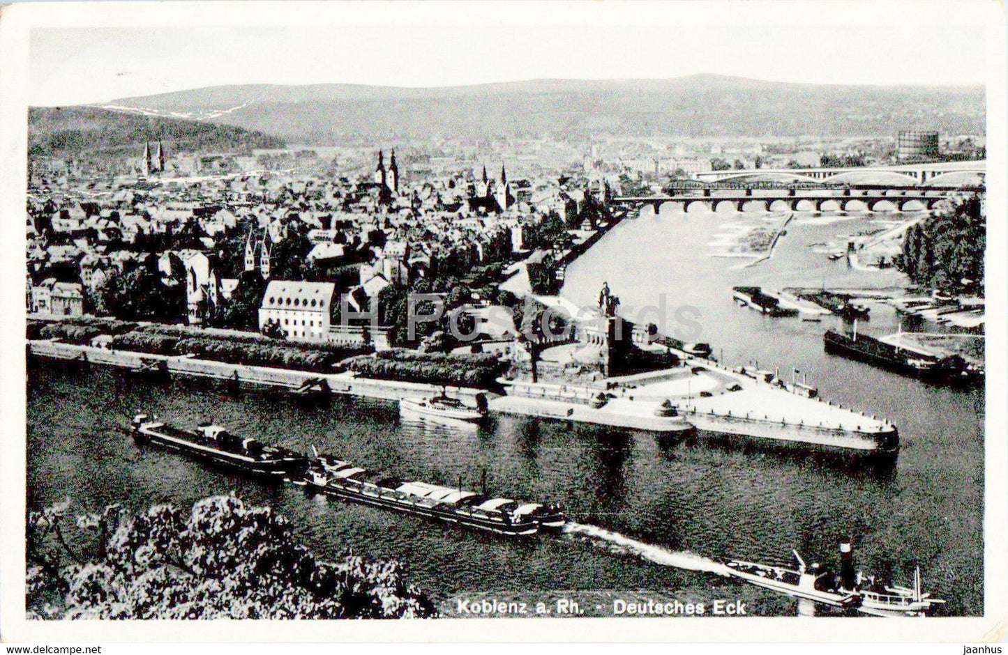 Koblenz a Rh - Deutsches Eck - ship - 44404 - old postcard - Germany - used - JH Postcards