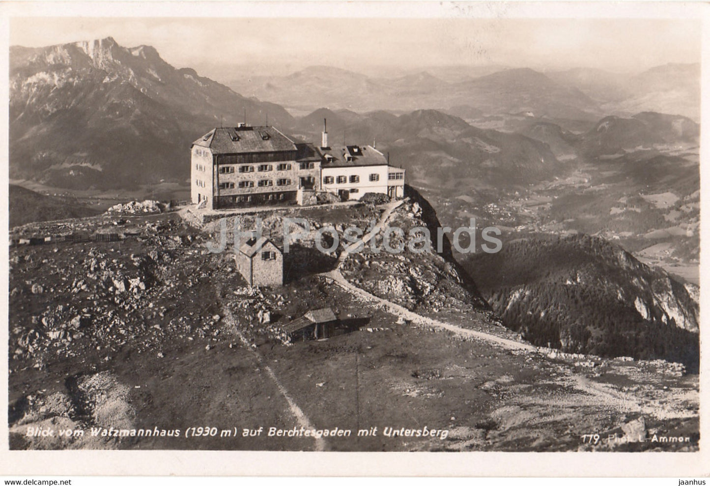 Blick vom Watzmannhaus 1930 m auf Berchtesgaden mit Untersberg - 179 - old postcard - Germany - unused - JH Postcards