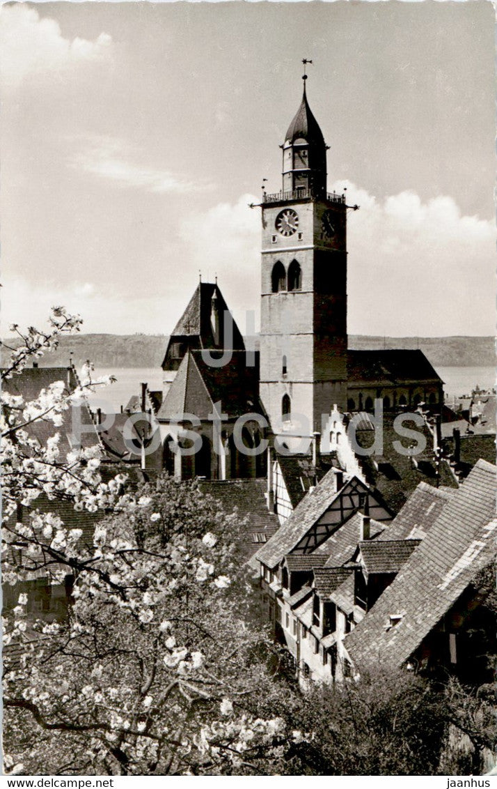 Bodensee - Uberlingen - St Nikolausmunster - cathedral - old postcard - 1957 - Germany - used - JH Postcards