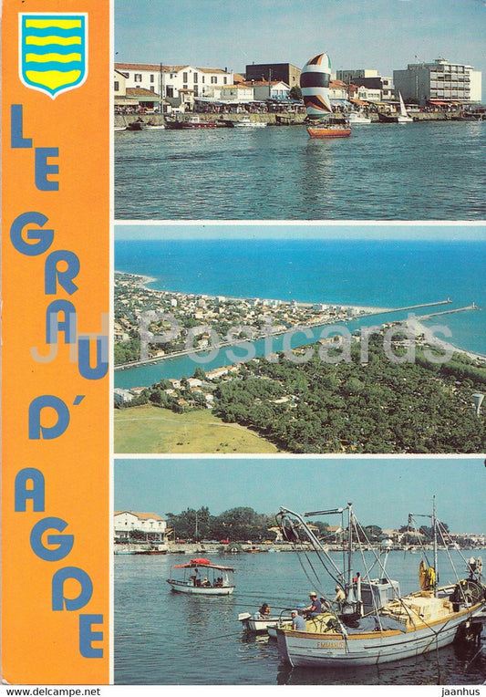 Le Grau D'Agde - Paysage du Languedoc - boat - multiview - 1998 - France - used - JH Postcards