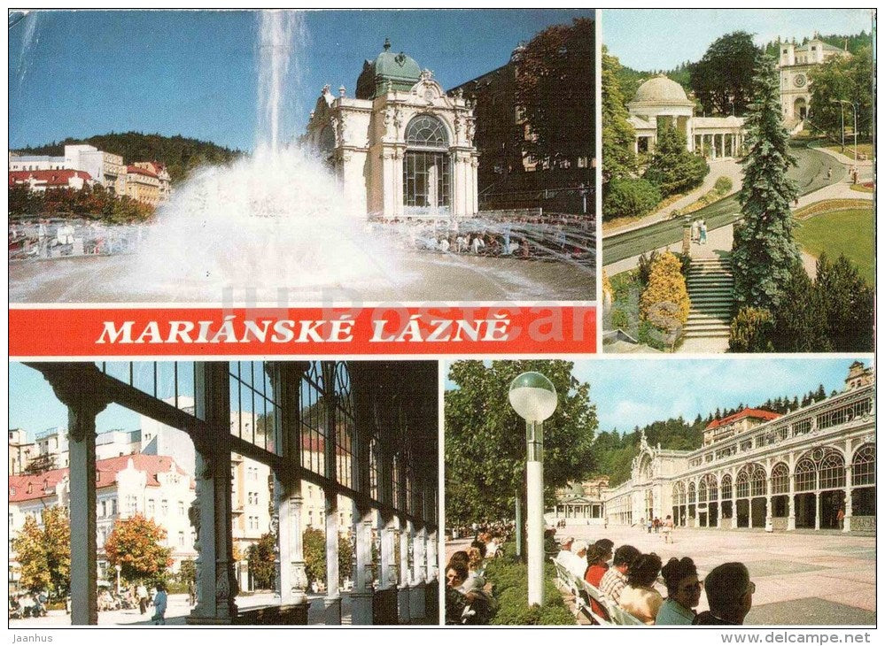 Maxim Gorky colonnade - Rudolph spring - Marianske Lazne - Marienbad - Czechoslovakia - Czech - used 1990 - JH Postcards