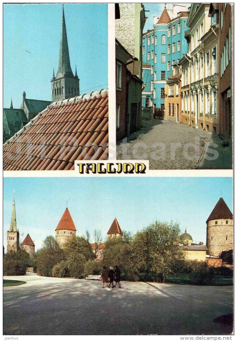 Oleviste church - Old Town streets - Tallinn - Intourist - 1986 - Estonia USSR - unused - JH Postcards