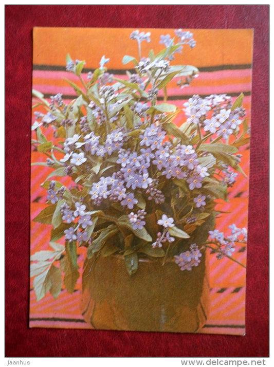 Greeting card - forget-me-not - flowers - 1981 - Estonia USSR - used - JH Postcards