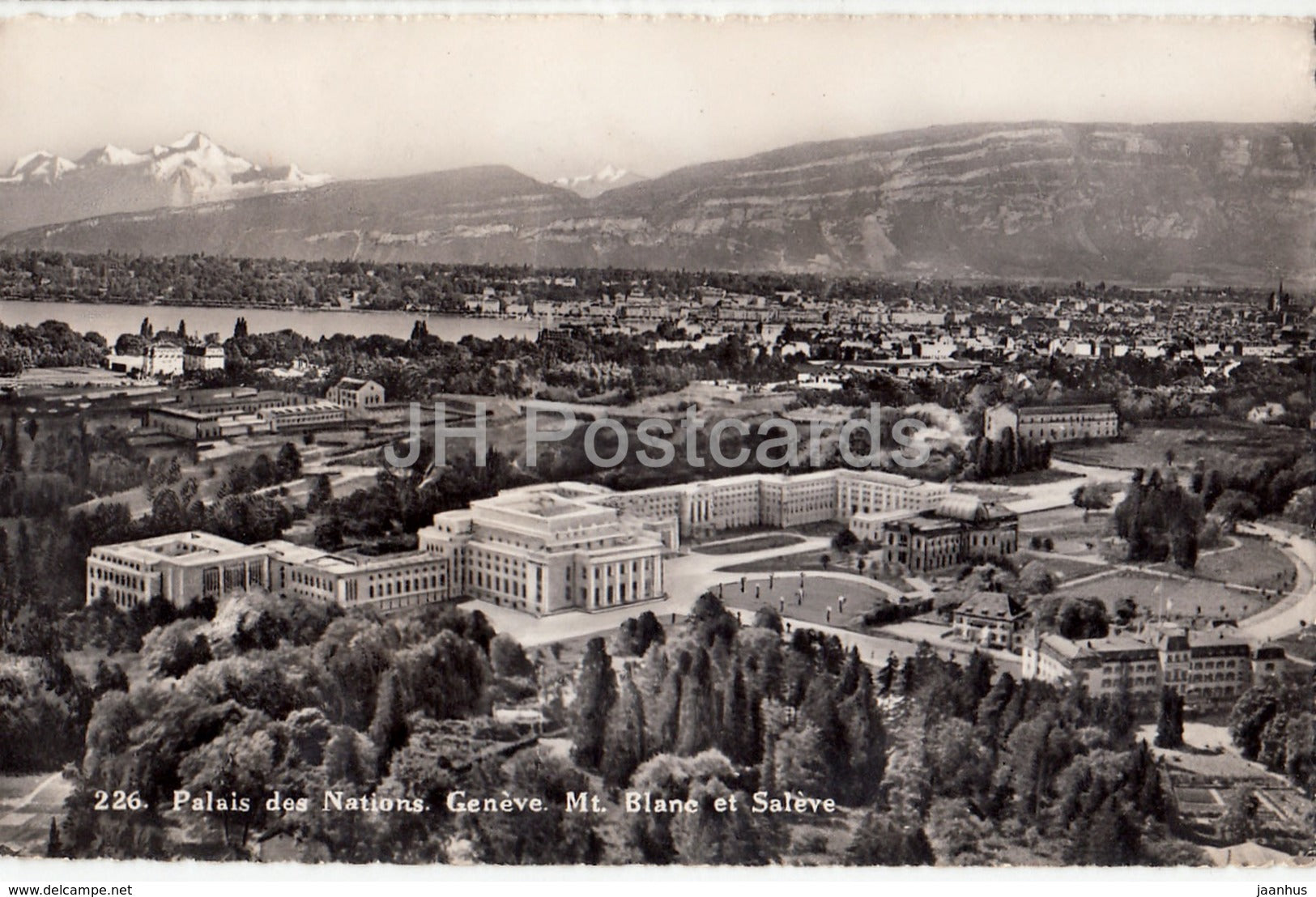 Geneve - Geneva - Palais des Nations - Mt. Blanc et Saleve - 226 - Switzerland - 1952 - used - JH Postcards