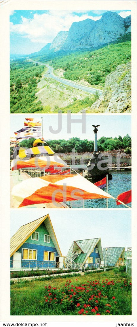 Yalta - Sevastopol Highway - monument to sunken ships - Mokrousov tourist lodge - Crimea - 1985 - Ukraine USSR - unused - JH Postcards