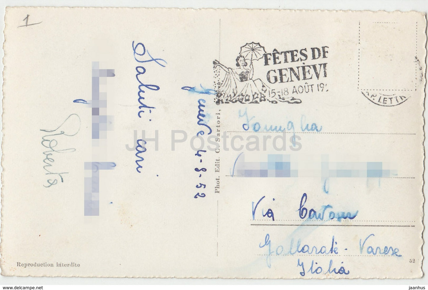 Geneve - Geneva - Palais des Nations - Mt. Blanc et Saleve - 226 - Switzerland - 1952 - used