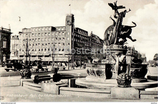 Copenhagen - View of the Town Hall square - 5489 - old postcard - Denmark - unused - JH Postcards