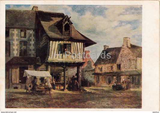 painting by Theodore Rousseau - Market in Normandy - French art - 1962 - Russia USSR - unused - JH Postcards