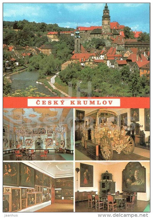 Cesky Krumlov - castle - masquerade Hall - Eggenberg Hall - picture gallery - Czechoslovakia - Czech - unused - JH Postcards